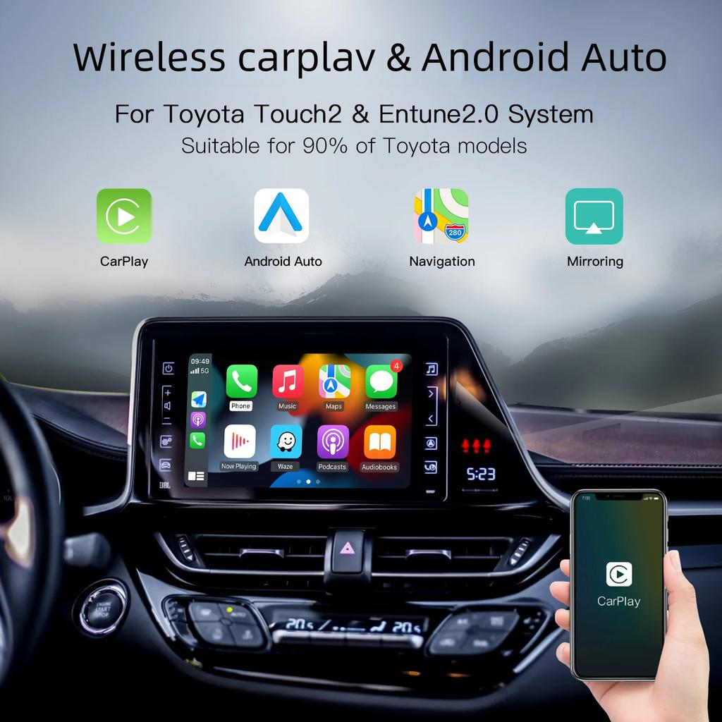 AUTOABC -Carplay Android Auto for Toyota Touch2 Entune 2.0 Highlander Tundra Sienna Prius Yaris Camry CHR Module Multimedia
