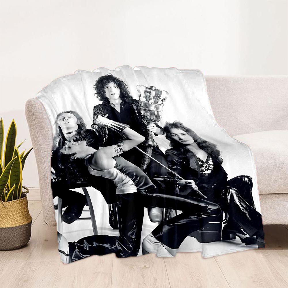 Rock Band Black Leather Blanket Durable Comfort Suitable for Couch Sofa Office for All Occasions Playful Design Best Holiday Gift for Friends Family