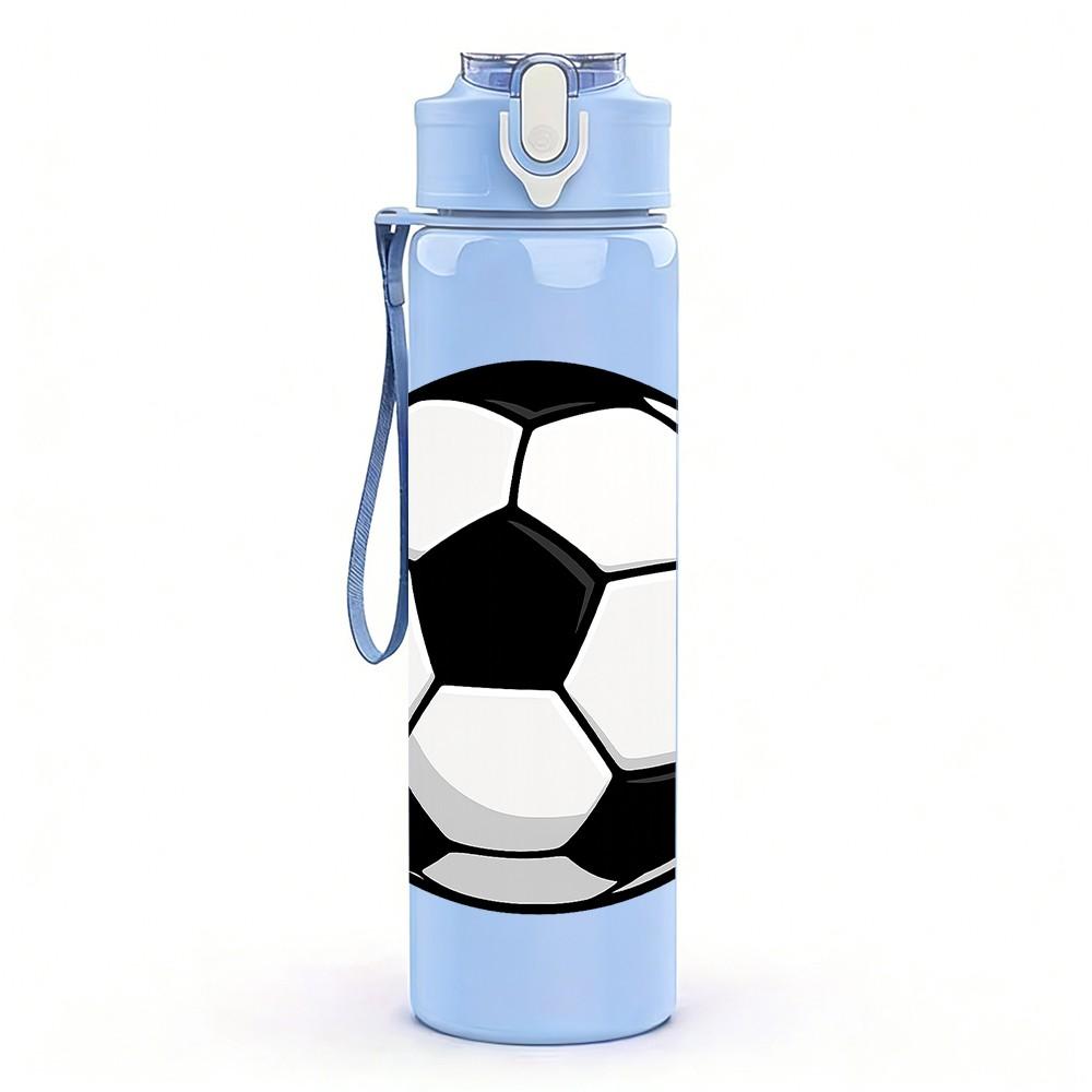 1PC Classic Black White Soccer Ball 750ml Color Plastic Sports Water Bottle Leakproof Flip Straw Lid Suitable for Sports Office Home Use