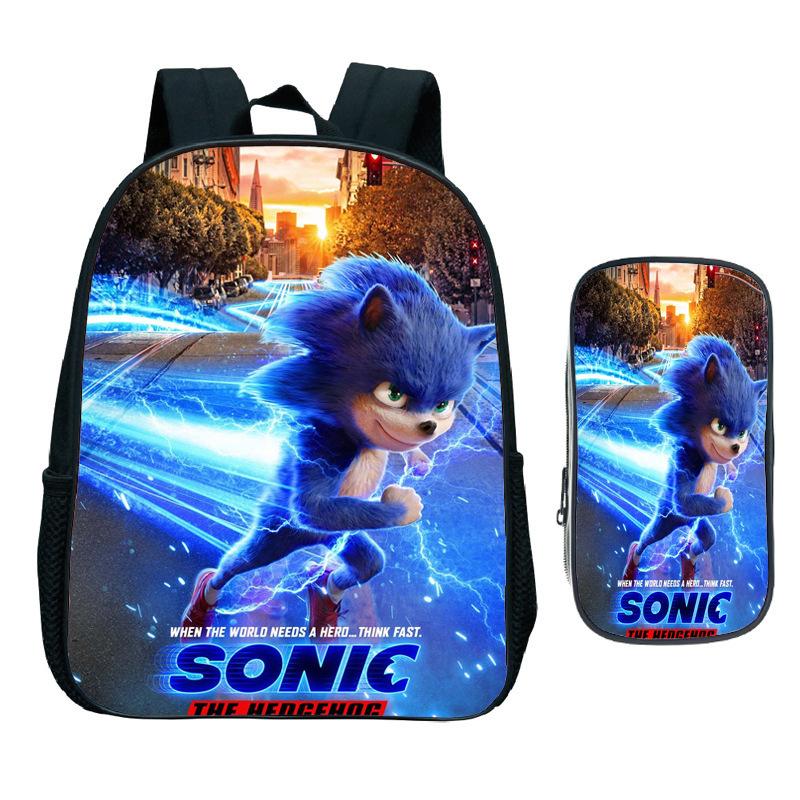 Straight Hair Animation Digital Printing Children'S Two-Piece Set Backpack Pencil Bag Primary And Secondary School Schoolbag