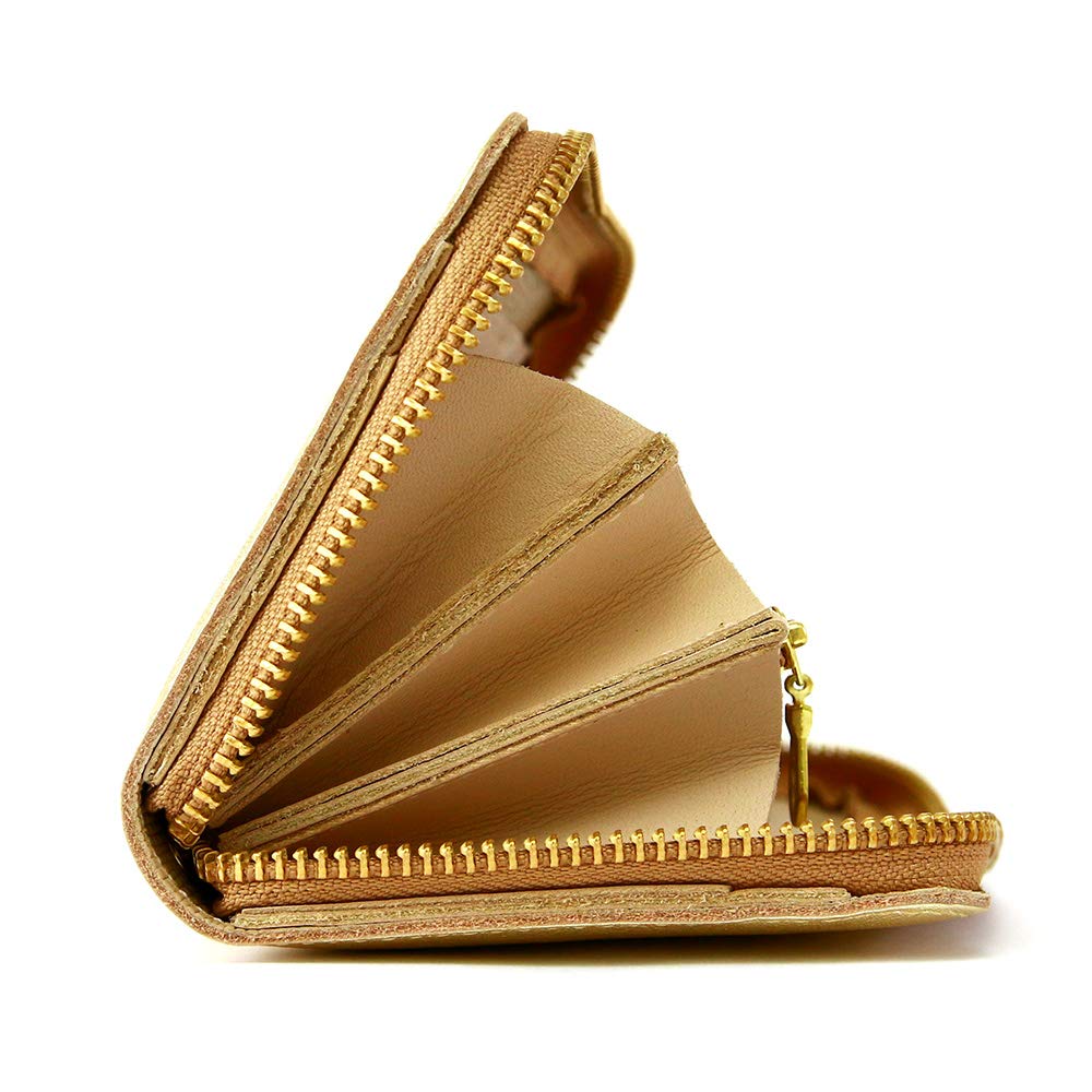 AGILITY affa "Grotto" Women's Long Wallet with Round Zipper, Genuine Leather, Gold and Silver Foil