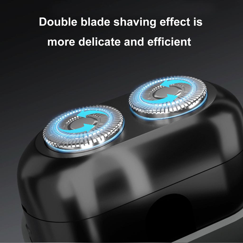 Portable Electric Shaver Men s Razor Double Blade Beard Trimmer Dual Ring Floating Blade Net Self sharpening Stainless
