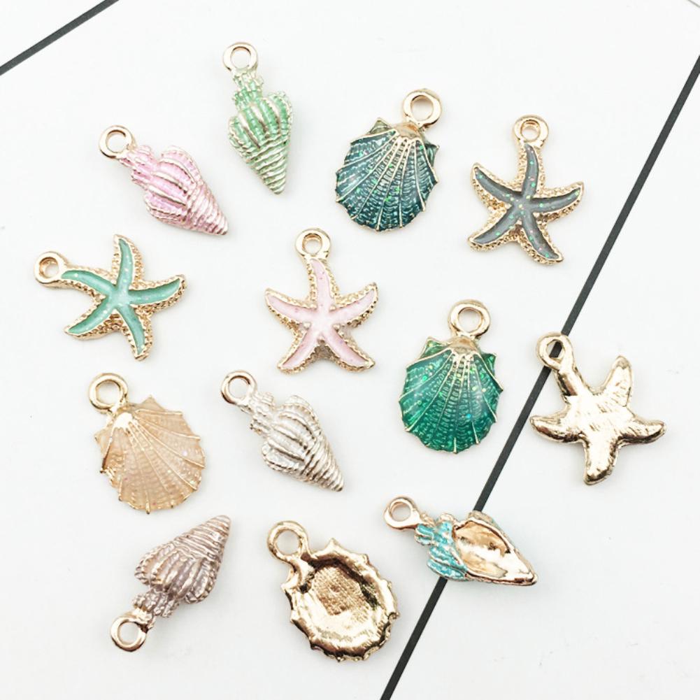 15 Pcs/Set Unisex Jewelry Accessory Shell Conch Starfish Pendant for Necklace Bracelet
