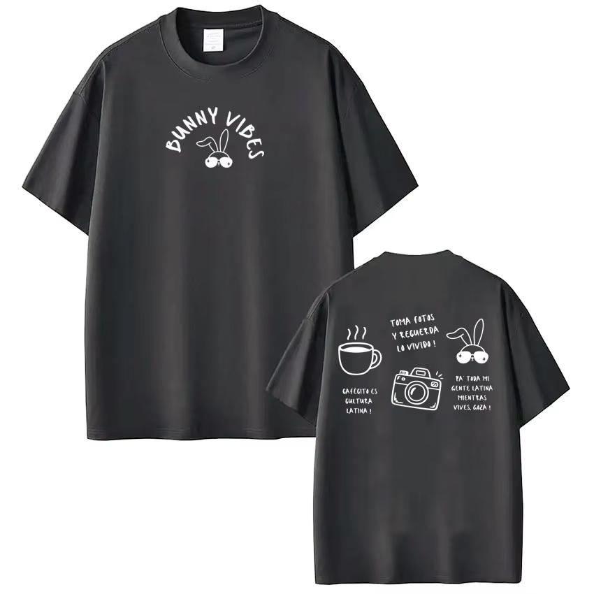 Singer Bad Bunny Pop Music Fashion Print Tshirt Men Women Harajuku Tshirt Shortsleeved Casual Cotton Hiphop Tees Streetwear