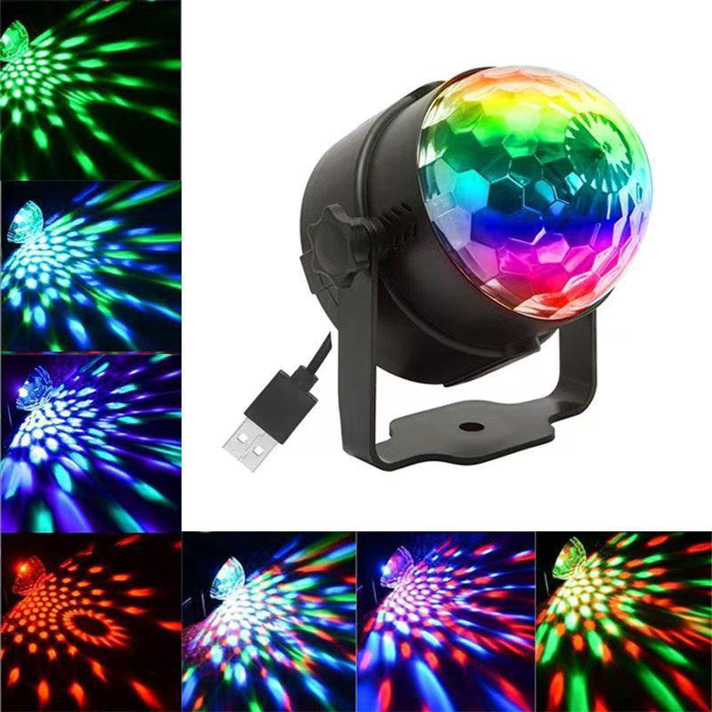 LED Remote Rotating Seven-Color Crystal Magic Ball Light for Indoor Dance and Stage Venues