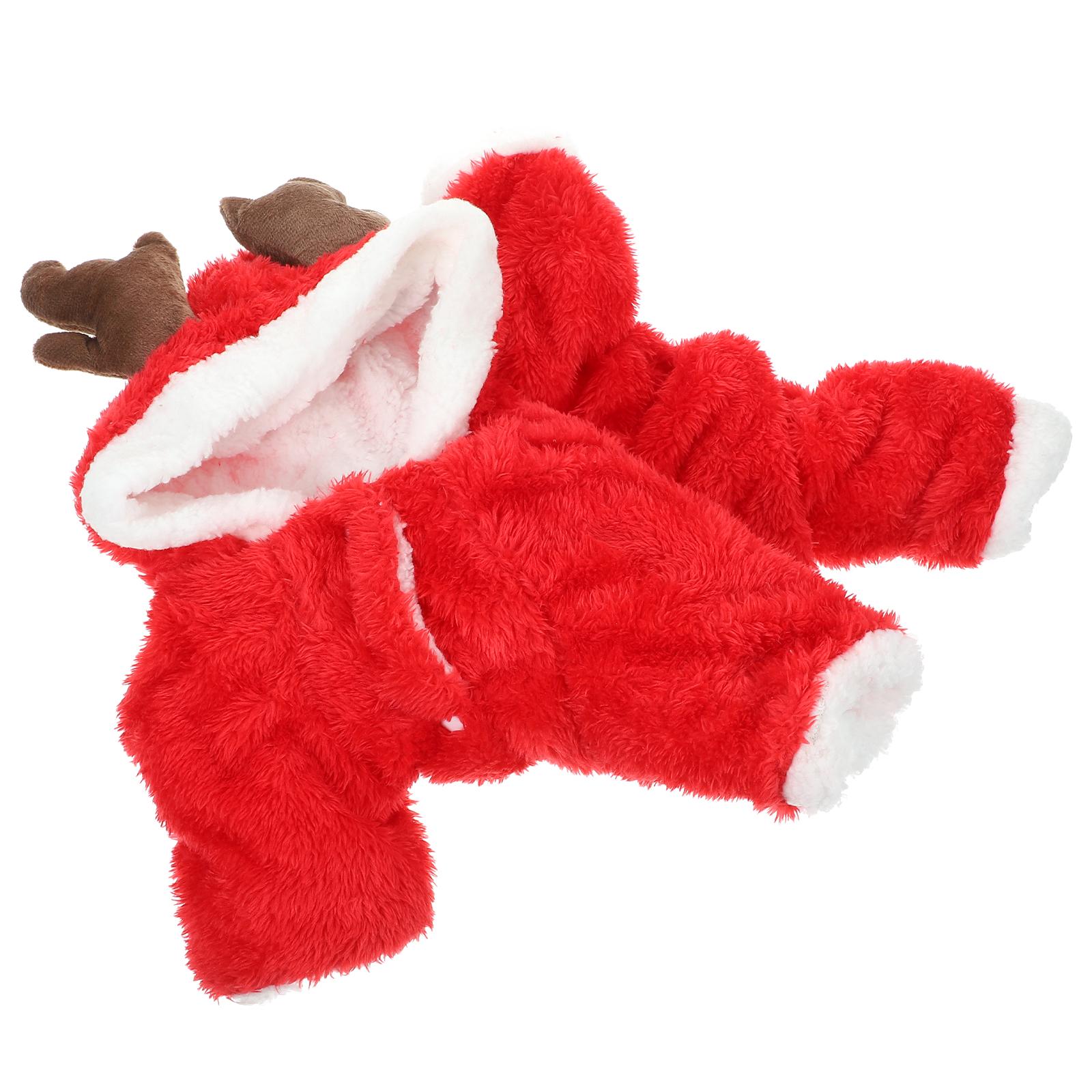 Cute Elk Puppy Clothes Christmas Dog Hoodie Warmth Coat Pet Outfit Autumn Windproof Christmas Dog Outfit Puppy Warmth Clothes красный