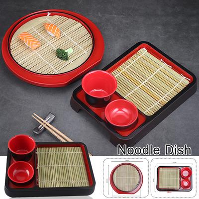 Japanese Style Cold Noodle Plate Dish Sushi Restaurant Soba Udon With Bamboo Mat Flavor Saucer Cup Cuisine Korean Tableware