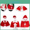 Xmas Red Velvet Santa Claus Hooded Cloak With Hat For Kids Adults