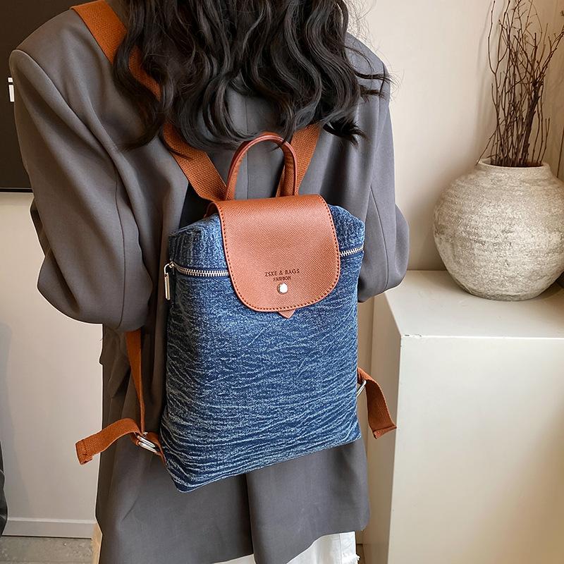 Fashion Denim Backpack Women's New Large-capacity Versatile Handbag