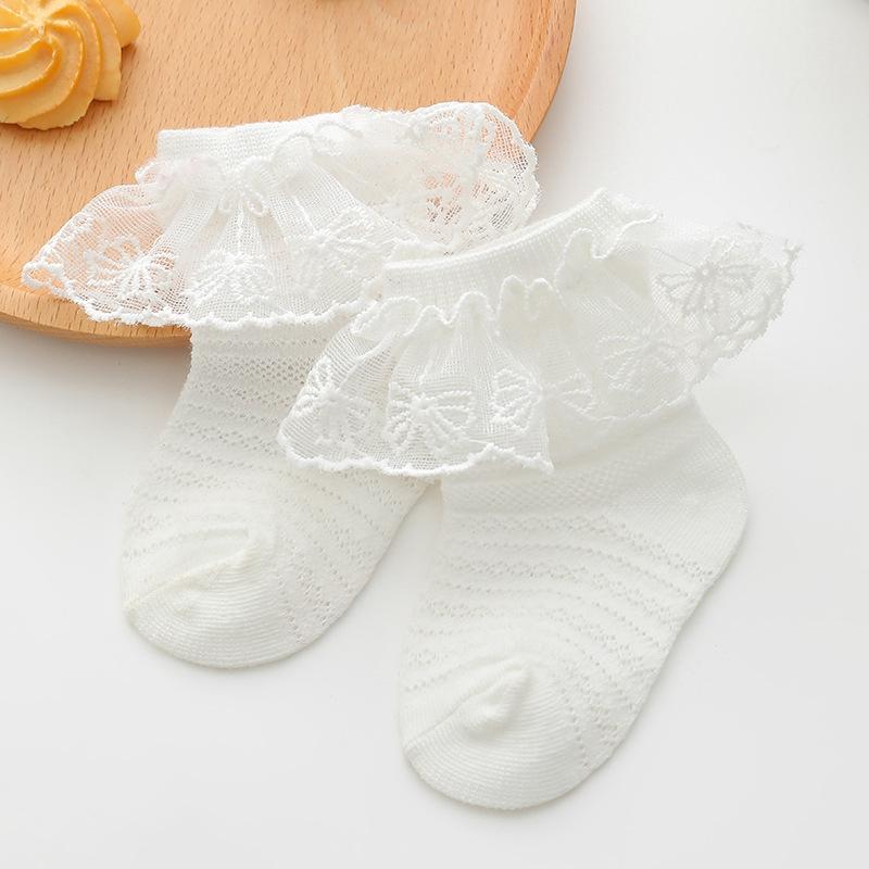 Children Baby Girls Socks Newborn Infant Cute Sweet Lace Patchwork Socks Soft Lightweight Non-slip Socks Infant Socks 0-3 Year