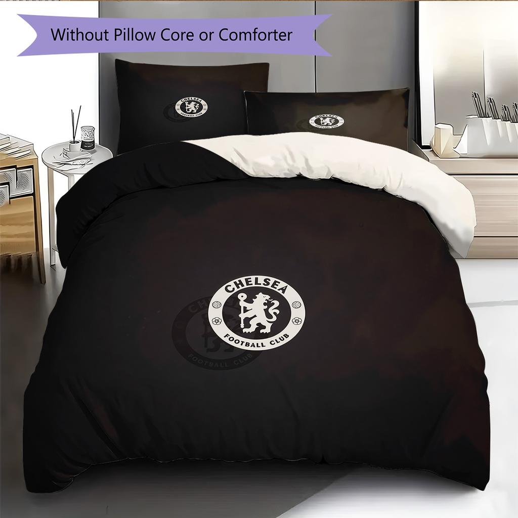 Chelsea FC Pattern Bedding Quilt Set  Home Decoration  Gift (1 * duvet cover + 2 * pillowcase  without core)