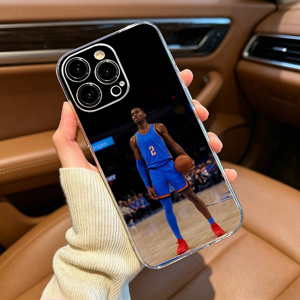 Basketball -Shai -G-Gilgeous Alexander 2 Phone Case For iPhone17,16,15,14,13,12,11Pro Max, Plus Soft Silicone Transparent Cover iPhone15Plus