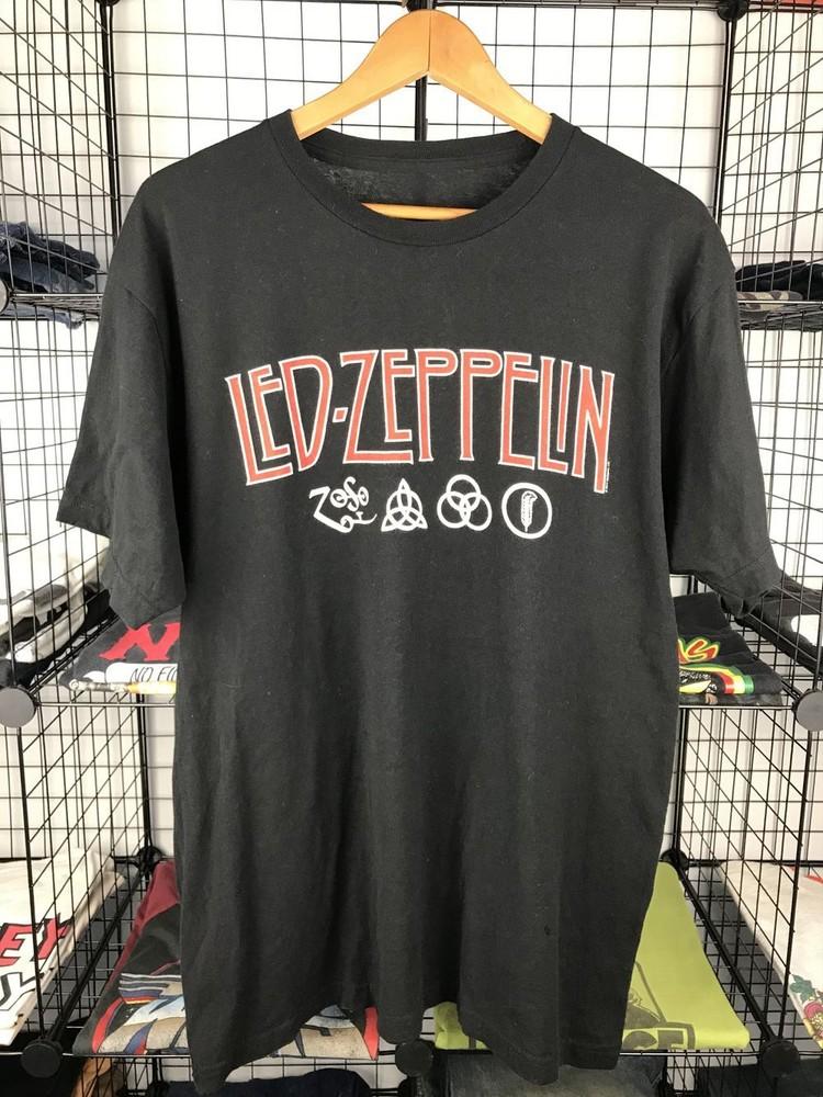 

Футболка Led Zeppelin Тур 2011 Черная с коротким рукавом Унисекс Футболка Репринт KH9060 Унисекс Футболка S