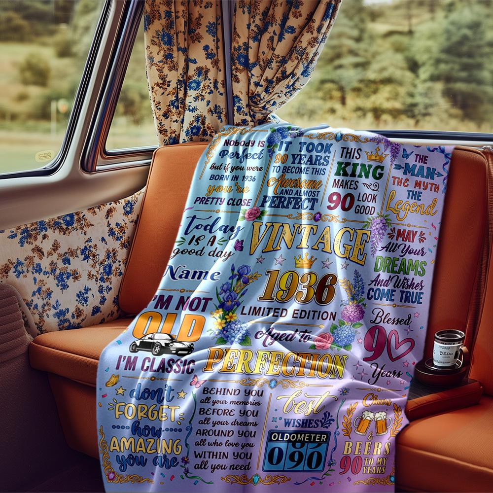 Vintage 1936 Celebration Lightweight Blanket Soft Cozy Perfect For Sofa Couch Office Bed Picnics Ideal For All Seasons Modern Style Ideal Gift For