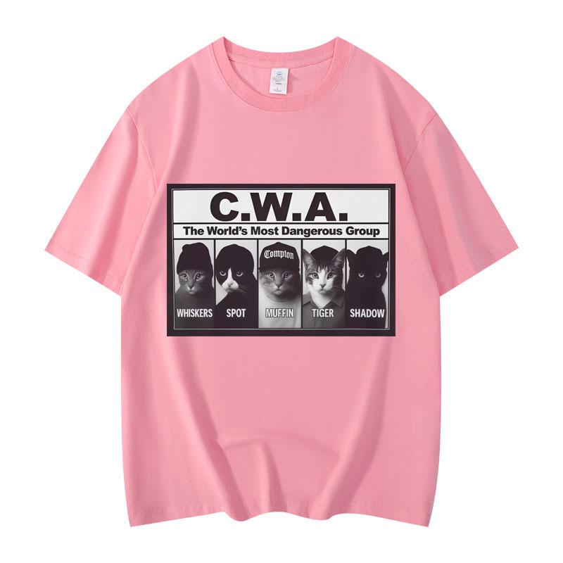 CWA Nejnebezpečnější skupina na světě Vtipné kočičí meme Grafická trička Módní Vintage Tričko s krátkým rukávem Unisex Bavlněná trička