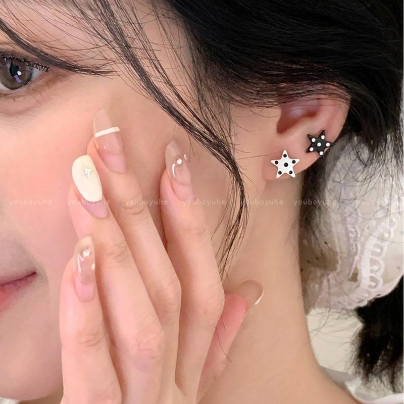 White polka dot star stud earrings for women to sleep without picking up ear holes earrings personalized earrings