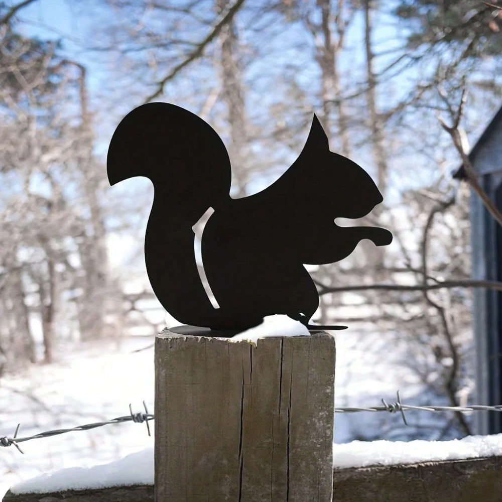 1pc Animal Metal Garden Stakes, Black Silhouette Yard Sign with Base, Outdoor Lawn Ornament for Fence Patio Decor