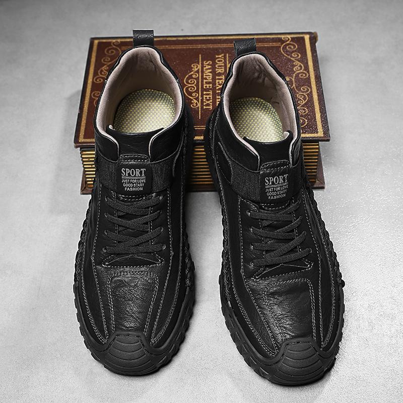 Autumn/Winter  Men's Casual Leather Shoes British-Style Driving Shoes Handmade High-Top Boots Moccasins Shoes