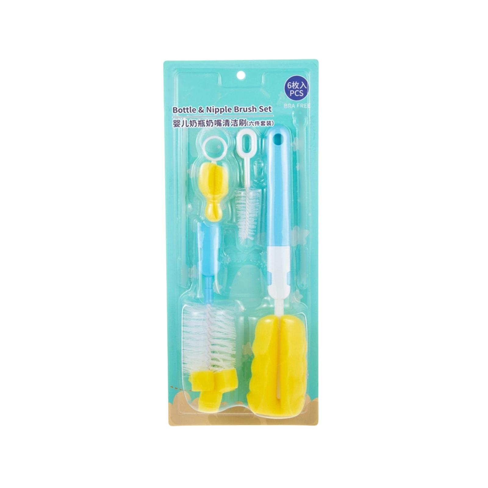 

Baby Bottle Cleaning Brush 6-Piece Set Detachable Sponge Bottle Brush, Nylon Milk Bottle Brush, 2PCS Nipple Brush, 2PCS Straw Brush One Size синий