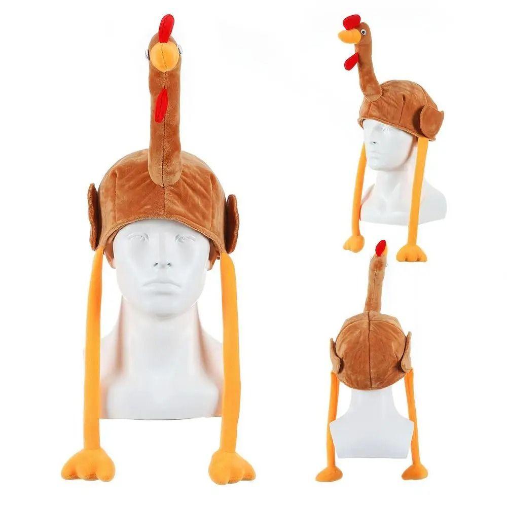 Roztomilé klobouky s krůtou na Den díkůvzdání Pohodlné měkké Dlouhonohý klobouk s krůtou Kreativní Unisex Klobouk na focení pro hraní rolí Cosplay
