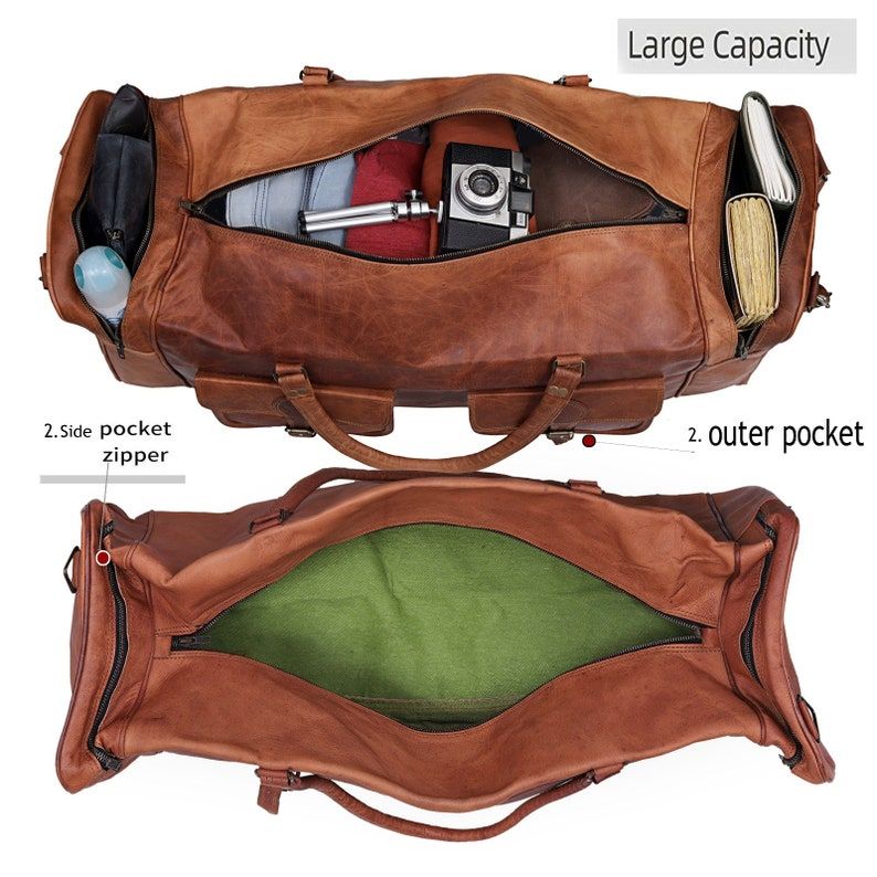 Buy 1 Get 1 Free - Leather Duffel Bag Men, Monogram Bag,Leather Weekender Bag Men,Overnight Bag,Travel Gift