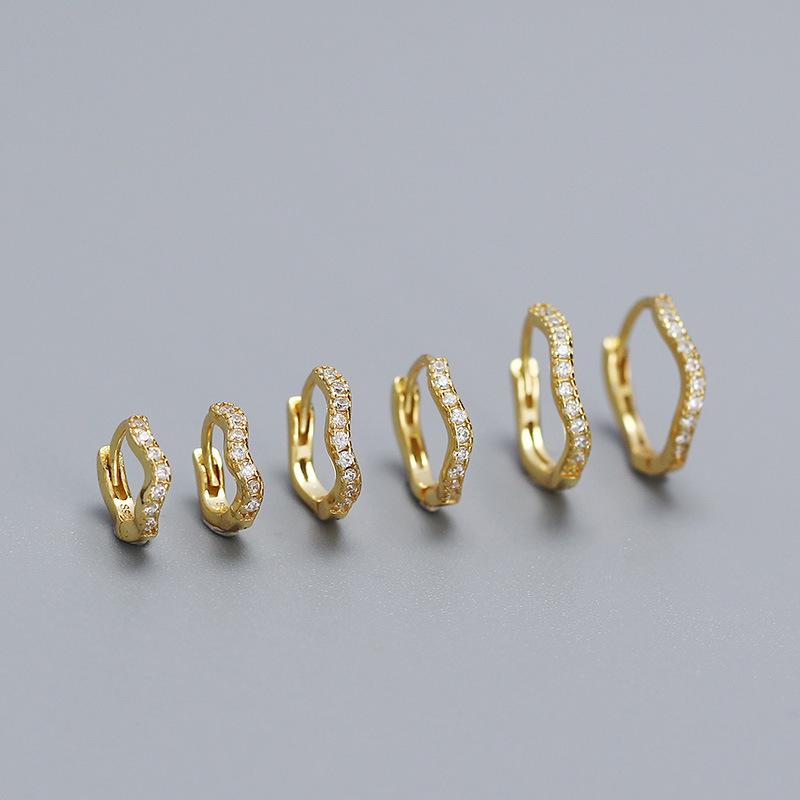 Sterling Silver Wave Ear Cuff with Diamonds - Elegant Stackable Women's Earrings