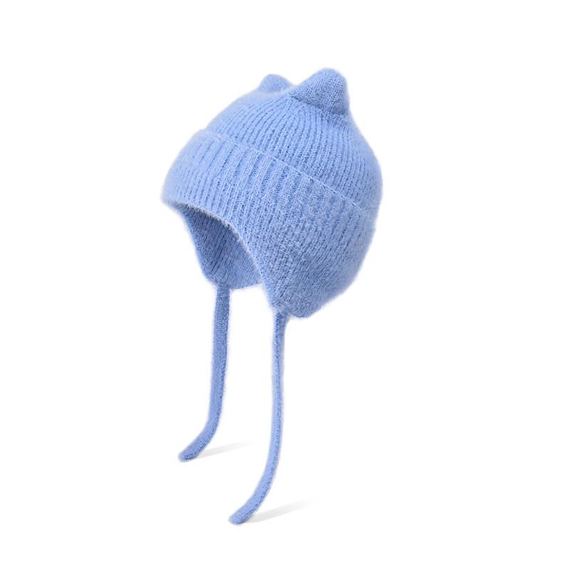 Toddler Knitted Hat With Cartoon Animal Embellishments For Cold Weather Outdoor Use