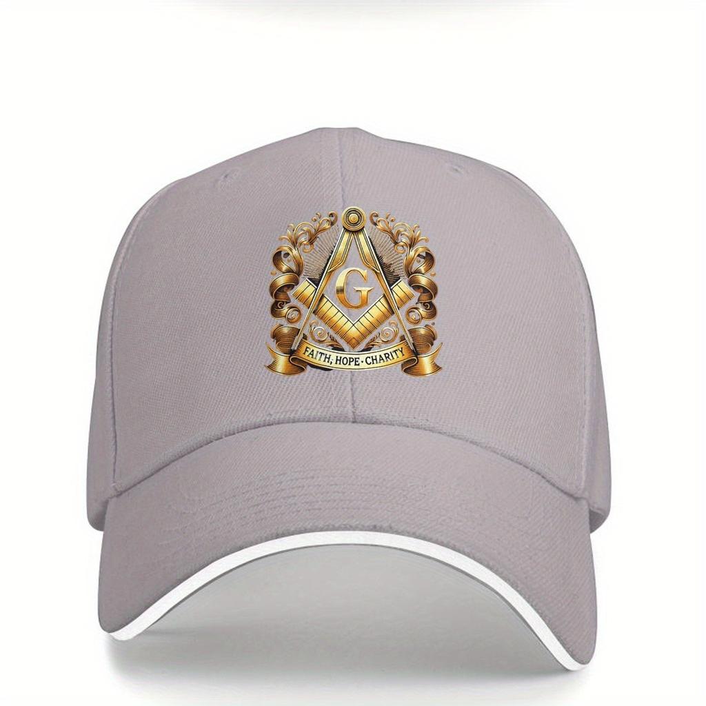 Masonic Square And Compass Faith Hope Charity Baseball Cap Polyester Casual Adjustable Dad Hat Unisex