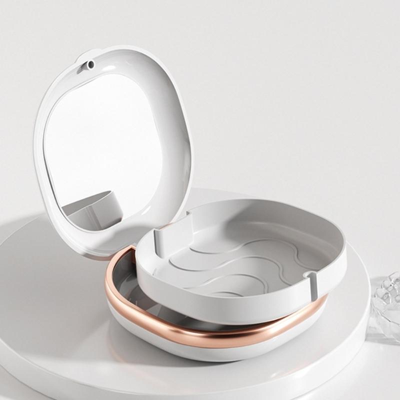 Portable Retainer Case Denture Case,Mouth Guard Case with Mirror Teeth Aligner Case Mouth Guard Case Easy To Use Gifts