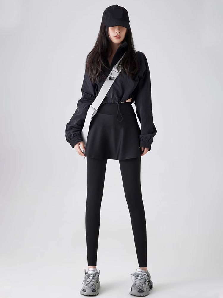 Fleece Leggings Herbst Winter A-Rock Warm Gefälschte Zweiteilige Shark Hosen Frauen Hohe Taille Sport Yoga Nahtlose Leggings