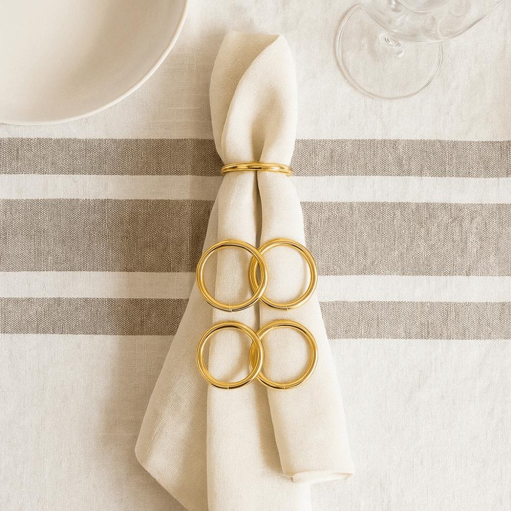 10Pcs Multifunctional Stainless Steel Round Napkin Ring Minimalist Style Decorative Napkin Holder Gold Napkin Buckle Dinners