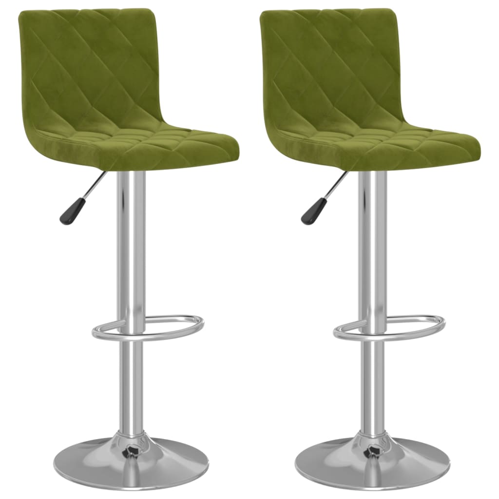 Bar Stool Set of 2 Light Green Velvet