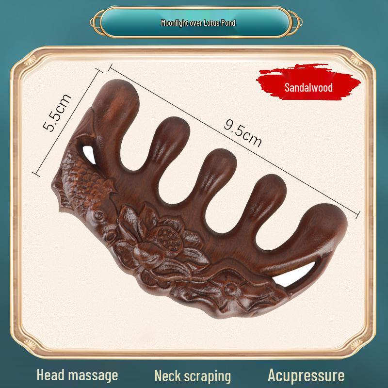 Sandalwood 4-in-1 Scalp Massager: Gua Sha, Meridian Dredging, Follicle Care Comb