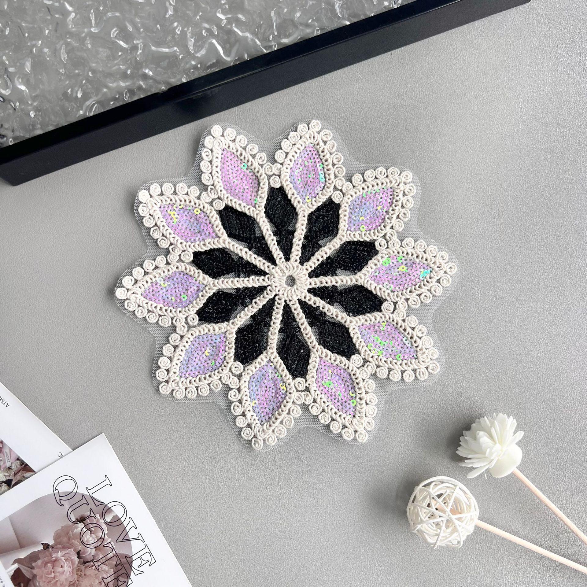 

Изысканная хлопковая нить, плетеная сетчатая пряжа, полая нашивка с пайетками, одежда, футболка, свитер, декоративная тканевая наклейка, аксессуары 55789 Black + Symphony Beads