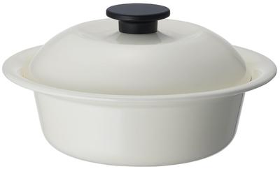 Nodahoro Enamel Heat-Resistant Pot, Large, GasIH Compatible, Perfect for Single-Person Ramen and Udon Noodles, Made In Japan, Milky White, KO-21MW