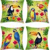Home Decor Tropical Birds and Flowers Pillow Covers Pattern Cushion Cover Suitable for Sofa Bedroom Car Pillow Cover