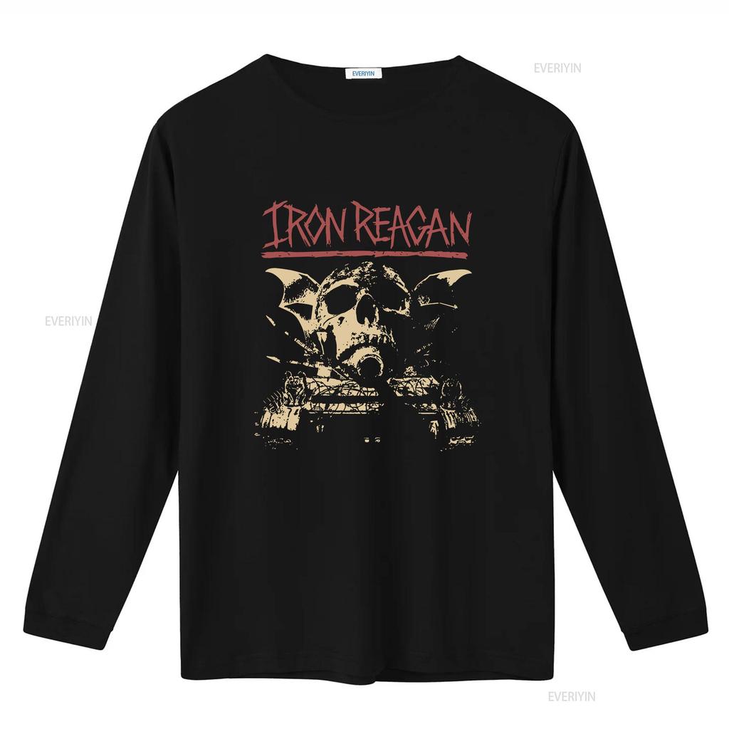 Koszulka z nadrukiem Żelazny Reagan Ostrzeżenie S M L XL 2XL 3XL vintage Sprana streetwear Top Do noszenia na co dzień moda Stylowy Casual Unisex