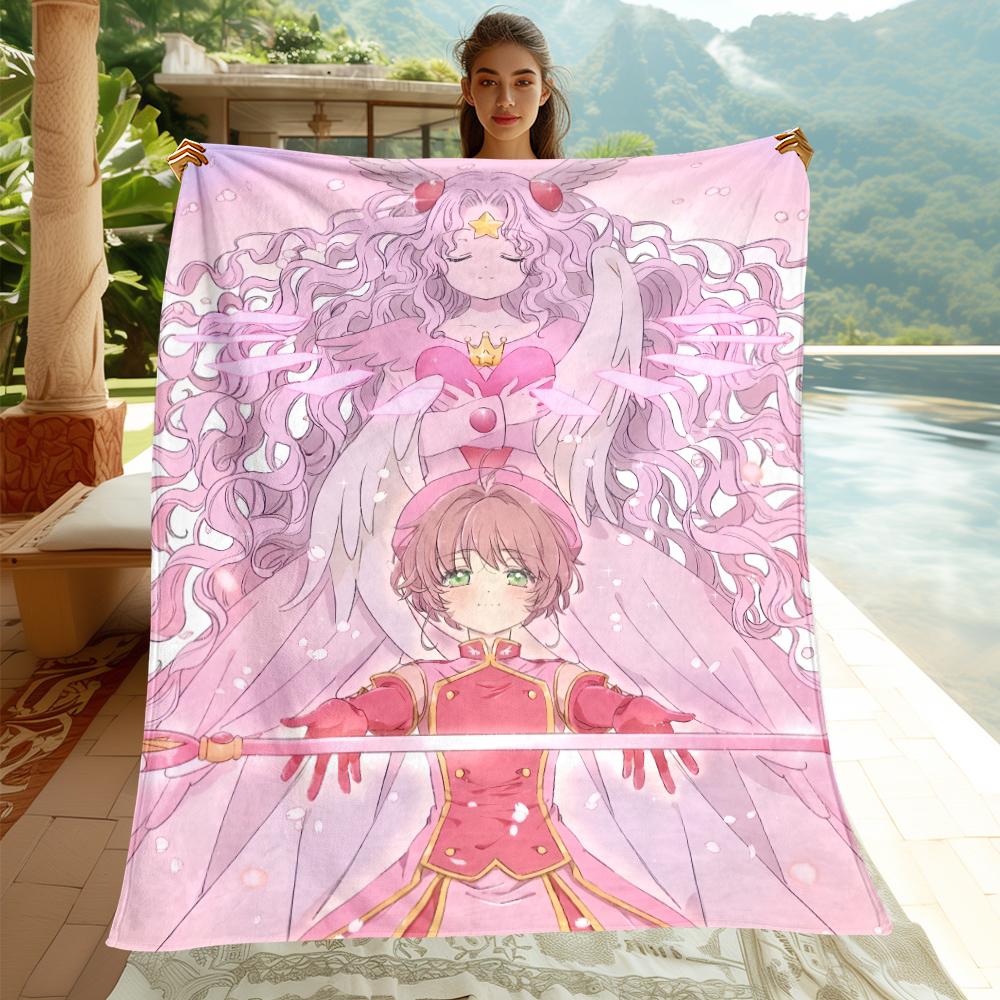 C-Cardcaptor Sakura Cute Cartoon Girl Print Blanket.Comfortable Flannel,Bedroom,Sofa,Bed,Chair,Gift,Picnics,Trips,Camp,Blankets.