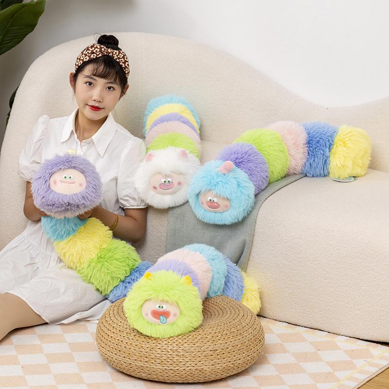 Funny Colorful Caterpillar Monster Plush Stuffed Toys Cartoon Long Pillow Caterpillar Dolls Funny Toy for Children Girls Gifts