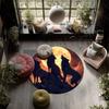 Moon Wolf,Round Area Rug,Carpet Rug for Living Room Bedroom Sofa Playroom Decor,Non-slip Floor Mat