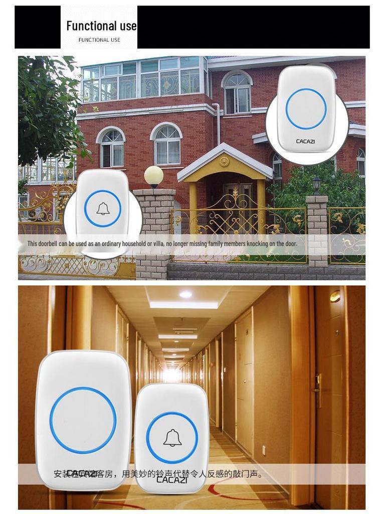 Wireless Long-Range Doorbell with Remote Control and Call Button for Elderly Assistance