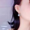 Natural Topaz Hoop Earrings Female Bule Stone Sterling Silver 925 Earrings for Women Big Topaz Earrings Valentiner's Day Gift