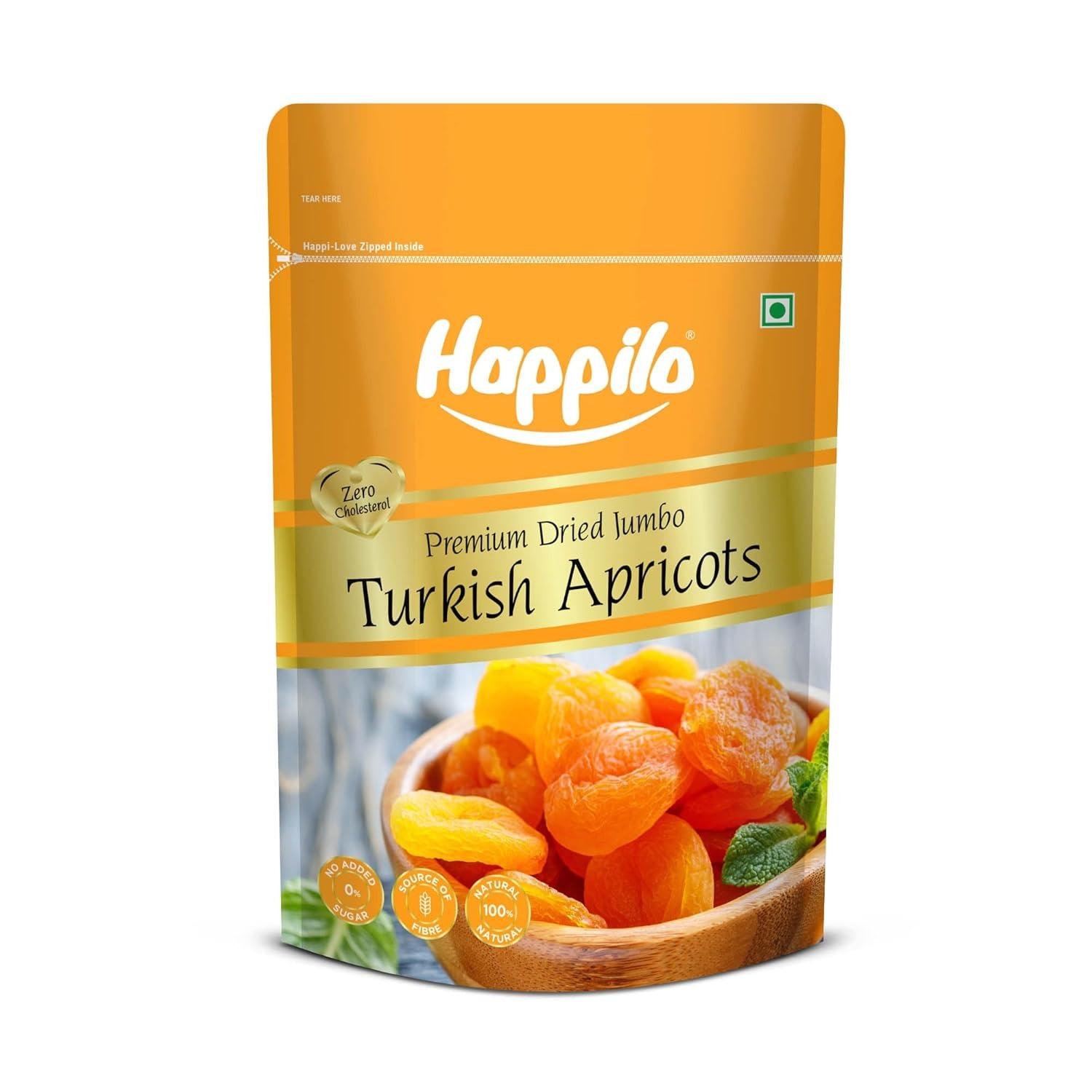 Турецкий сушеный абрикос (200 г), Premium Dried Jumbo Turkish Apricot,  Happilo