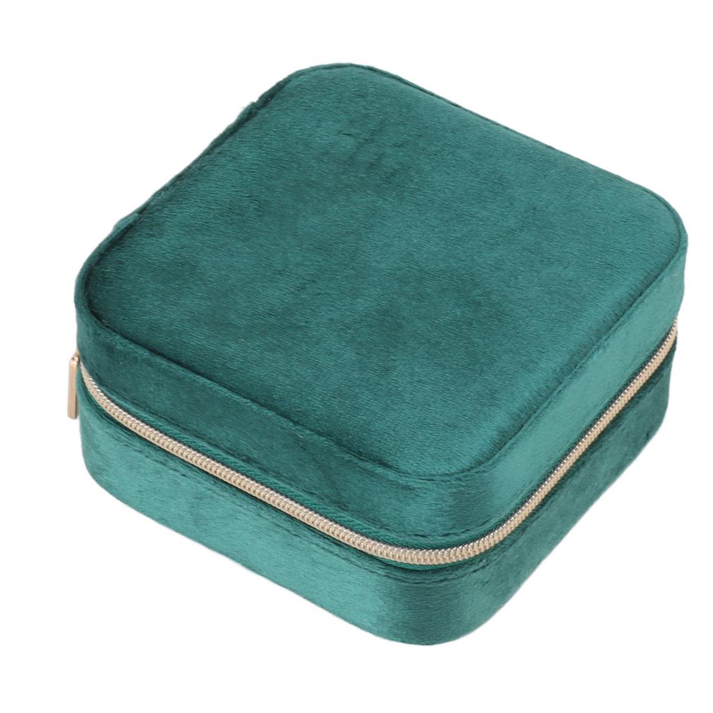 Velvet Jewelry Box Compact Small Zippered Travel Organizer Portable Storage Case for Daily Use