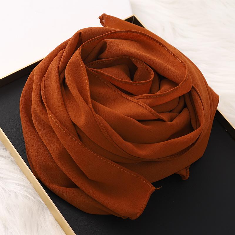 Muslim Hijab Scarf With Zipper Plain Bubble Chiffon Ready To Wear Veiled Hijab Wrap Solid Shawls Headscarf Turban Ramadan