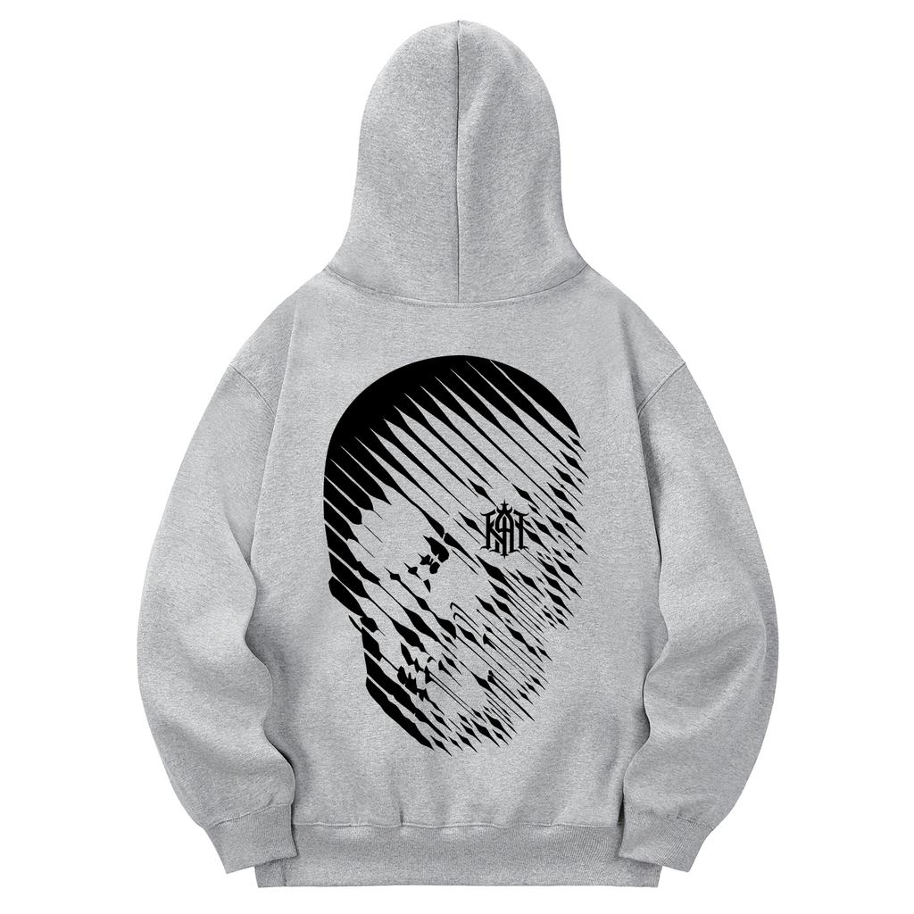 Khg0143 Skullrain Fleece Hoodie - Gray