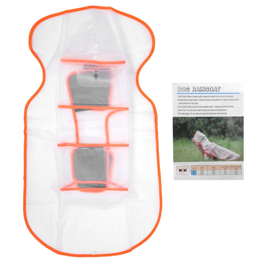 Dog Raincoat Windproof SeeThrough Four Feet Hooded Rain Clothing for Outdoors Waterproof Walking(M Orange)