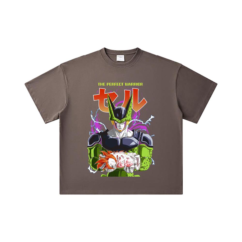 260 GSM Double Yarn 32 Count 100% Cotton Dragon Ball V46 Perfect Cell Print Unisex Heavy Cotton T Shirt