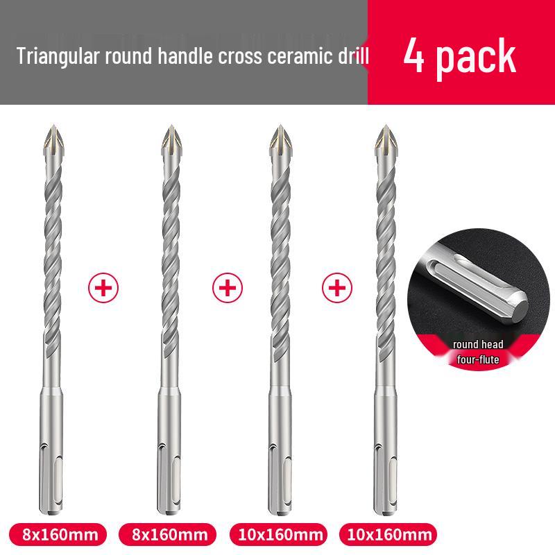 Triangle Tile Ceramic & Concrete Alloy Twist Drill Bit with Cross Round Shank