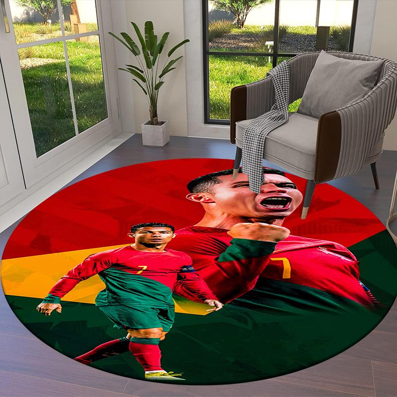 CR7 Round Area Rug,Carpet Rug for Living Room Bedroom Sofa Playroom Decor,Non-slip Floor Mat